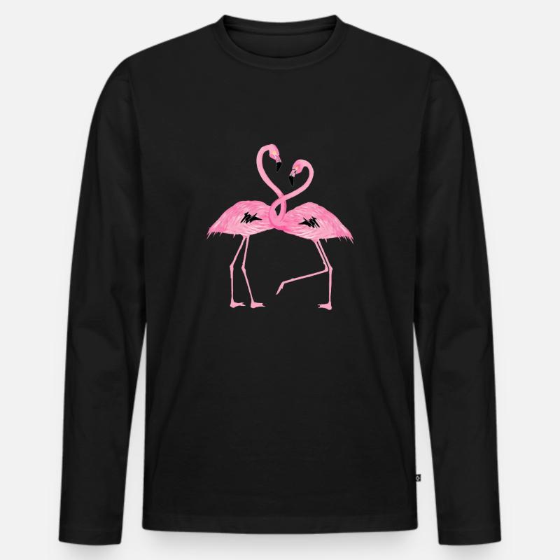 flamant pink design - Männer Premium Bio Langarmshirt - Schwarz