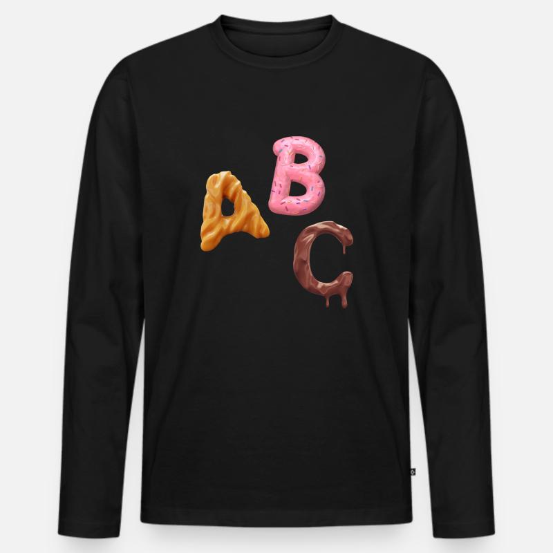 A B C - Männer Premium Bio Langarmshirt - Schwarz