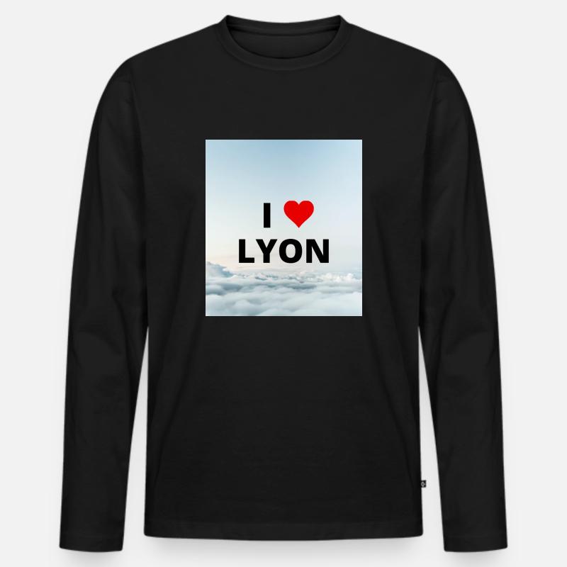 ICH LIEBE LYON - Männer Premium Bio Langarmshirt - Schwarz