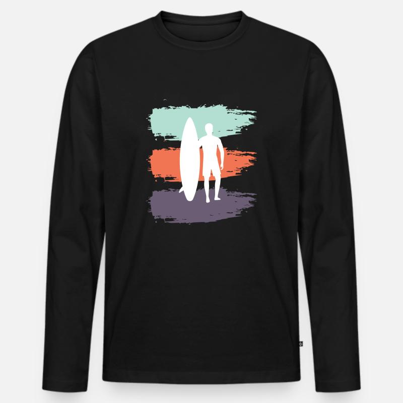 Skateboard SUP Surfen - Männer Premium Bio Langarmshirt - Schwarz