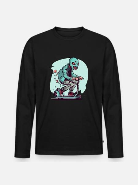 The monster on the scooter - Men's Premium Organic Long Sleeve Shirt - black