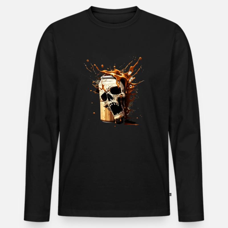 Totenkopf Bier Explosion - Männer Premium Bio Langarmshirt - Schwarz