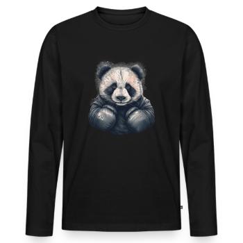 Panda Bär mit Boxhandschuhen Boxer Tiere Fighter - Männer Premium Bio Langarmshirt - Schwarz - Vorne - Nico (187cm)