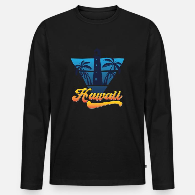 Hawaii Leuchtturm Beach Design - Männer Premium Bio Langarmshirt - Schwarz