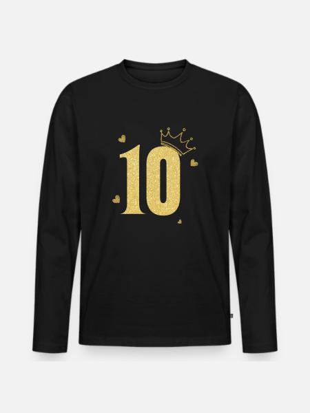 10th Anniversary Golden Crown - Men's Premium Organic Long Sleeve Shirt - black