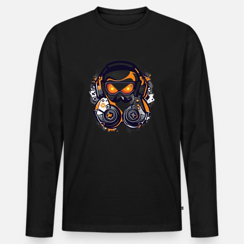 Roboskull T-shirt Design - Männer Premium Bio Langarmshirt - Schwarz