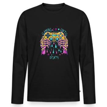 Contrôleur squelette - T-shirt manches longues Premium bio Homme - noir - Devant - Nico (187cm)