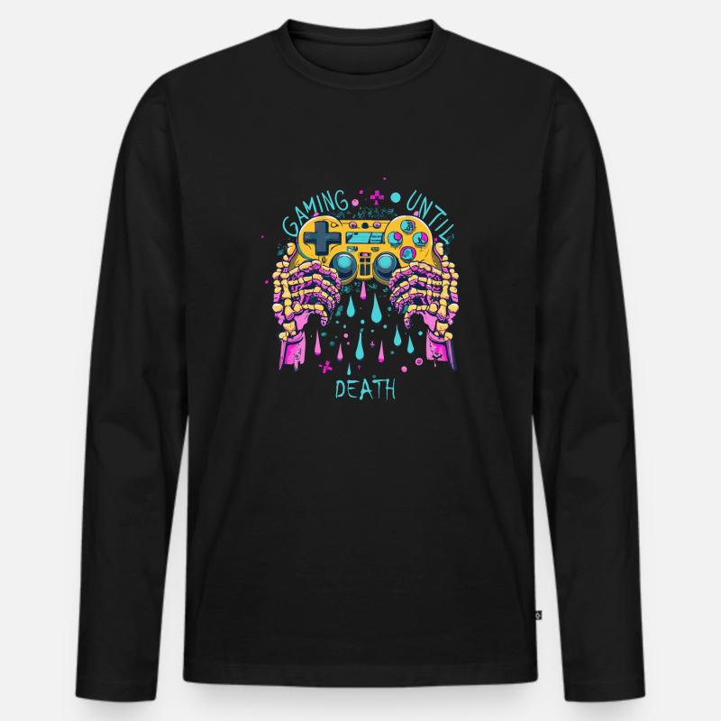 Skelett Controller - Männer Premium Bio Langarmshirt - Schwarz