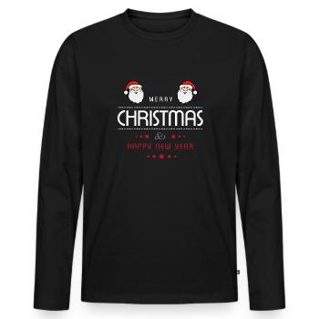 Weihnachten Merry Christmas Happy New Year - Männer Premium Bio Langarmshirt - Schwarz - Vorne - Nico (187cm)