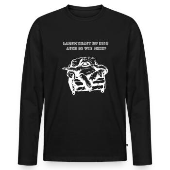 Langweilst Du Dich auch so wie mich weiß - Männer Premium Bio Langarmshirt - Schwarz - Vorne - Nico (187cm)