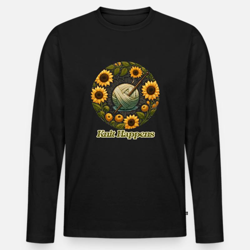 Stricken passiert - Männer Premium Bio Langarmshirt - Schwarz
