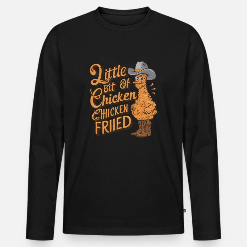 A Little Bit of Chicken Fried - Männer Premium Bio Langarmshirt - Schwarz