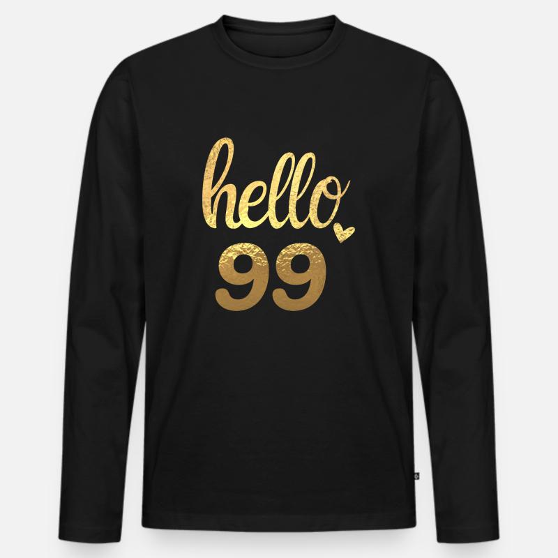 Hallo 99 gold - Männer Premium Bio Langarmshirt - Schwarz