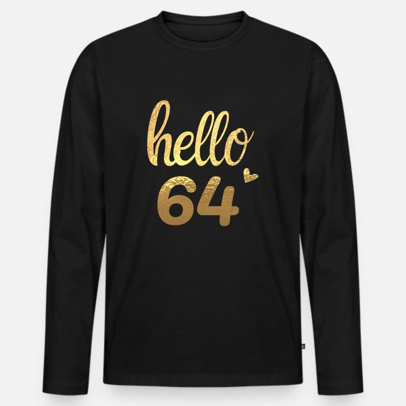 Hallo 64 gold - Männer Premium Bio Langarmshirt - Schwarz