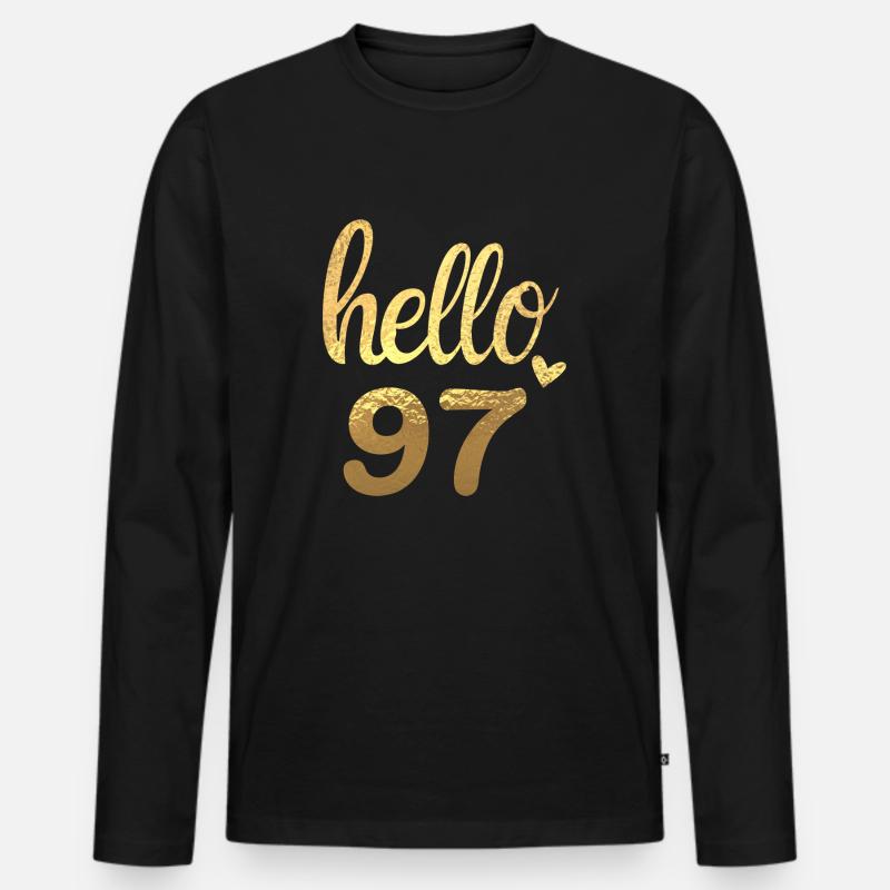 Hallo 97 gold - Männer Premium Bio Langarmshirt - Schwarz