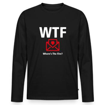 WTF T-Shirt - Where's The Fire? 03 - Men's Premium Organic Long Sleeve Shirt - black - Front - Nico (187cm)