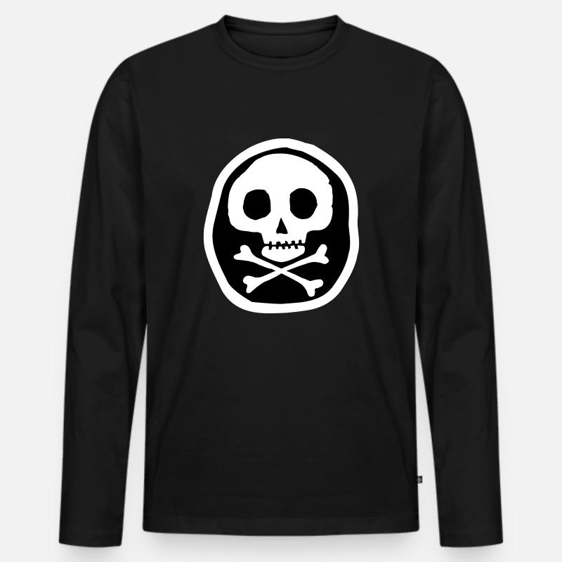 Schädel & Knochen - Männer Premium Bio Langarmshirt - Schwarz