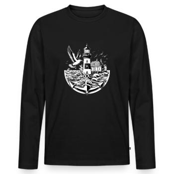 Paysage côtier Moin Moin - T-shirt manches longues Premium bio Homme - noir - Devant - Nico (187cm)