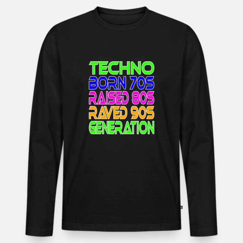 Techno Generation - Männer Premium Bio Langarmshirt - Schwarz