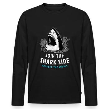 Haie Join the Shark Side - Protect the Locals Hai - T-shirt manches longues Premium bio Homme - noir - Devant - Nico (187cm)