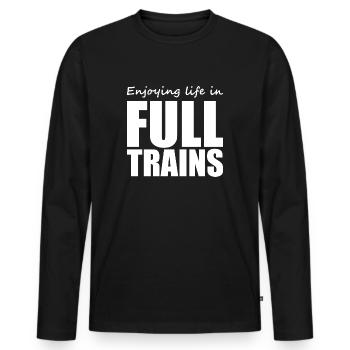 Denglisch - Spruch - lustig - Männer Premium Bio Langarmshirt - Schwarz - Vorne - Nico (187cm)