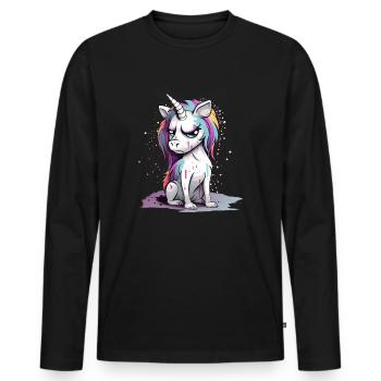 Grumpy Unicorn - Men's Premium Organic Long Sleeve Shirt - black - Front - Nico (187cm)