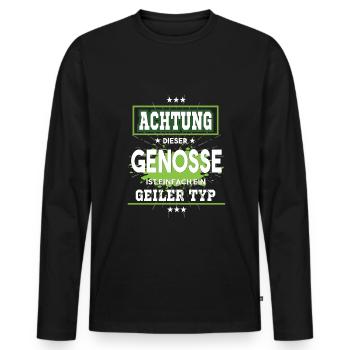 Genosse ist einfach ein geiler Typ T-Shirt - Männer Premium Bio Langarmshirt - Schwarz - Vorne - Nico (187cm)
