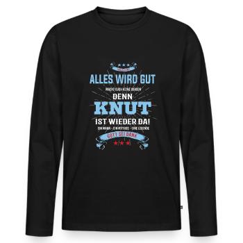 Alles wird gut denn Knut Ist da T-Shirt - Männer Premium Bio Langarmshirt - Schwarz - Vorne - Nico (187cm)