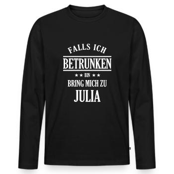 Falls ich betrunken bin Julia - Männer Premium Bio Langarmshirt - Schwarz - Vorne - Nico (187cm)