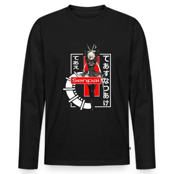 manga samouraï anime gamer girl japon senpai egirl - T-shirt manches longues Premium bio Homme - noir - Devant - Nico (187cm)
