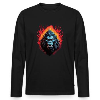 wütender Pavian mit langen Zähnen - Männer Premium Bio Langarmshirt - Schwarz - Vorne - Nico (187cm)
