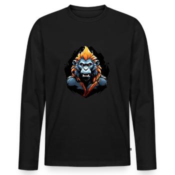 wütender Pavian mit langen Zähnen - Männer Premium Bio Langarmshirt - Schwarz - Vorne - Nico (187cm)