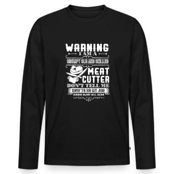 Meat Cutter Meat Cutter Warning - Men's Premium Organic Long Sleeve Shirt - black - Front - Nico (187cm)