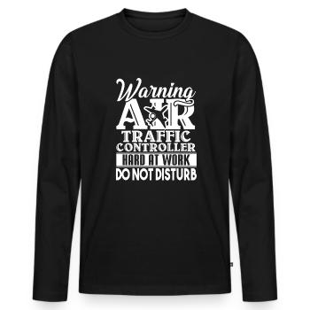 Air Traffic Controller Warning Sign - Men's Premium Organic Long Sleeve Shirt - black - Front - Nico (187cm)