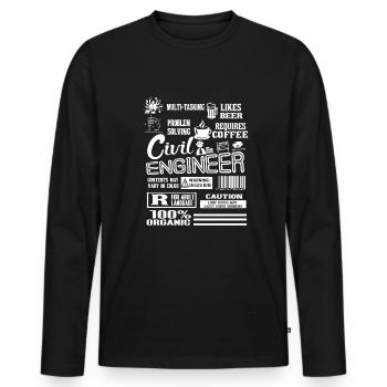 Civil Engineer Multitasking With A Chance Of Beer - Men's Premium Organic Long Sleeve Shirt - black - Front - Nico (187cm)