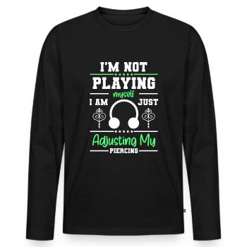 Piercing Pain Tattoo Humor - Men's Premium Organic Long Sleeve Shirt - black - Front - Nico (187cm)