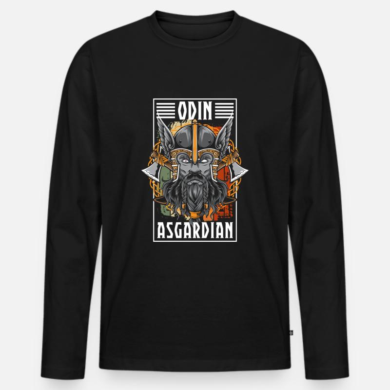 Wikinger Blitz Mjolnir - Männer Premium Bio Langarmshirt - Schwarz
