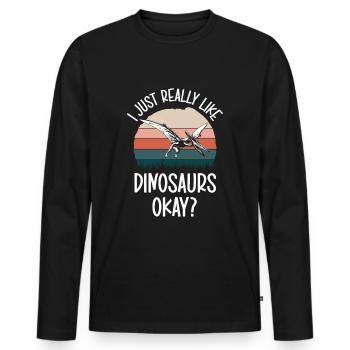 Dino Triceratops Rex Raptor - T-shirt manches longues Premium bio Homme - noir - Devant - Nico (187cm)