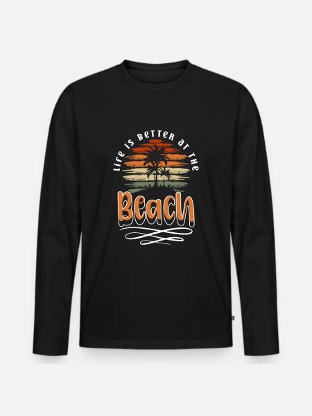 Plage Soleil Surf Sable - T-shirt manches longues Premium bio Homme - noir