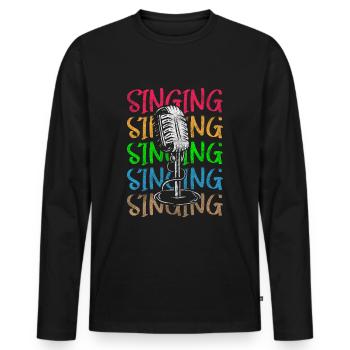 Musique, Chanteur, Chant, Chant - T-shirt manches longues Premium bio Homme - noir - Devant - Nico (187cm)