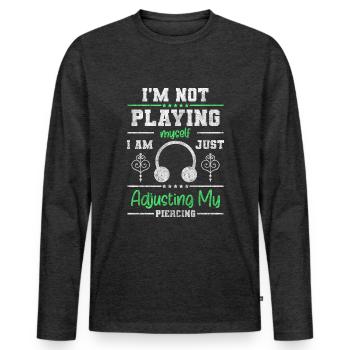Piercing Art Piercing Studio - T-shirt manches longues Premium bio Homme - anthracite chiné - Devant - Nico (187cm)