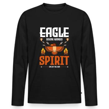 Indianer Ritual Feder Adler - Männer Premium Bio Langarmshirt - Schwarz - Vorne - Nico (187cm)