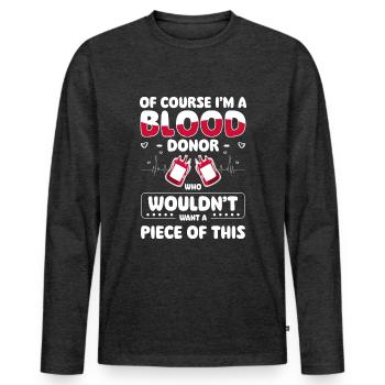 Blood Donation Together Volunteering - Men's Premium Organic Long Sleeve Shirt - heather anthracite - Front - Nico (187cm)