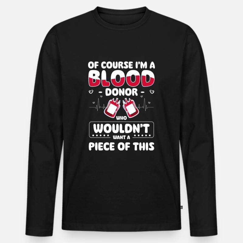 Blutspende Gemeinsam Ehrenamt - Männer Premium Bio Langarmshirt - Schwarz