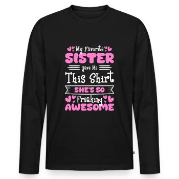 Famille, Enfants, Coeur de Frère, Cohésion - T-shirt manches longues Premium bio Homme - noir - Devant - Nico (187cm)