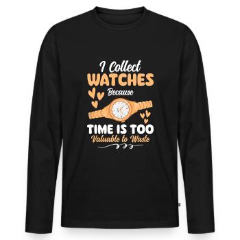 Montres de collection Montres Mouvement de collection - T-shirt manches longues Premium bio Homme - noir - Devant - Nico (187cm)