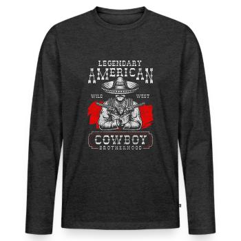 Bottes de cowboy Wild West USA - T-shirt manches longues Premium bio Homme - anthracite chiné - Devant - Nico (187cm)