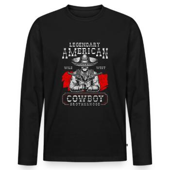 Bottes de cowboy Wild West USA - T-shirt manches longues Premium bio Homme - noir - Devant - Nico (187cm)