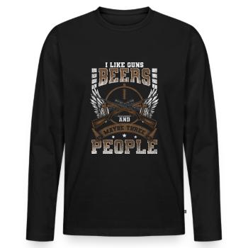 Gun Pistol Hunting Firearm - Men's Premium Organic Long Sleeve Shirt - black - Front - Nico (187cm)