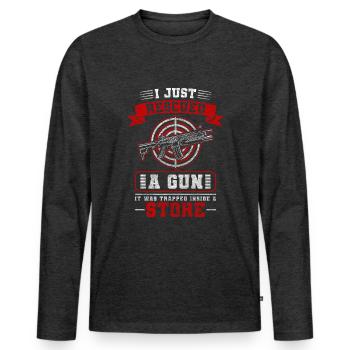 Schützenverein Gewehr Jagen Schützenkönig - Männer Premium Bio Langarmshirt - Anthrazit meliert - Vorne - Nico (187cm)
